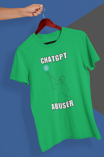 "ChatGPT Abuser T-Shirt | Unique Stick Figure Art | Limited Edition Graphic Tee | Cool & Trendy Black Unisex Shirt