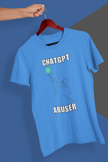 "ChatGPT Abuser T-Shirt | Unique Stick Figure Art | Limited Edition Graphic Tee | Cool & Trendy Black Unisex Shirt