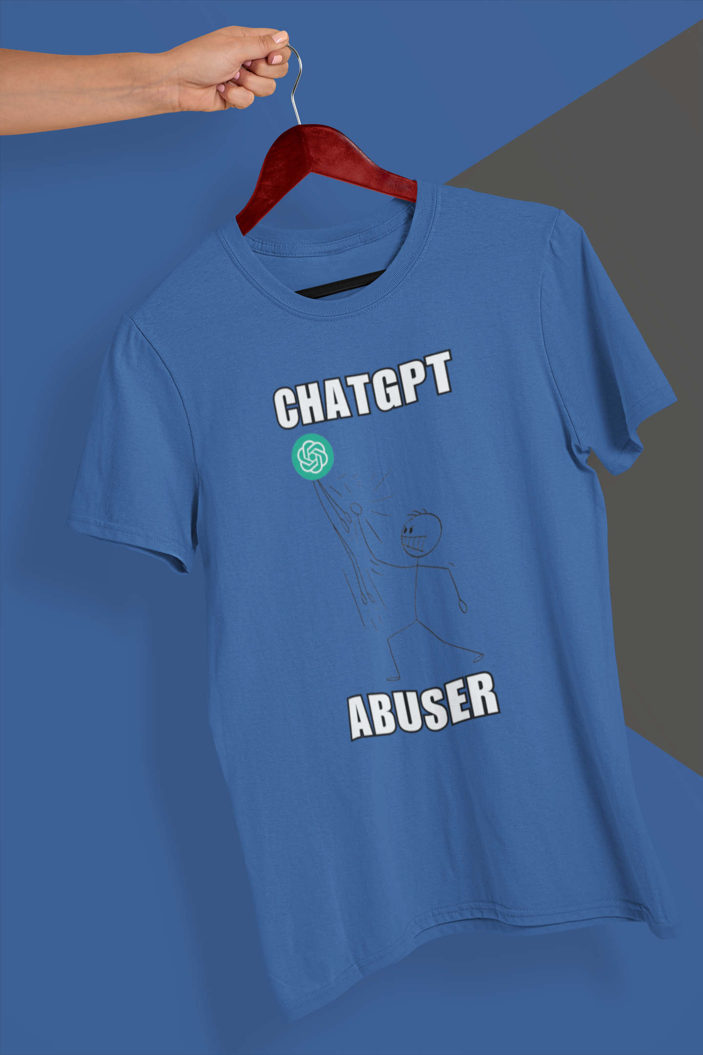 "ChatGPT Abuser T-Shirt | Unique Stick Figure Art | Limited Edition Graphic Tee | Cool & Trendy Black Unisex Shirt