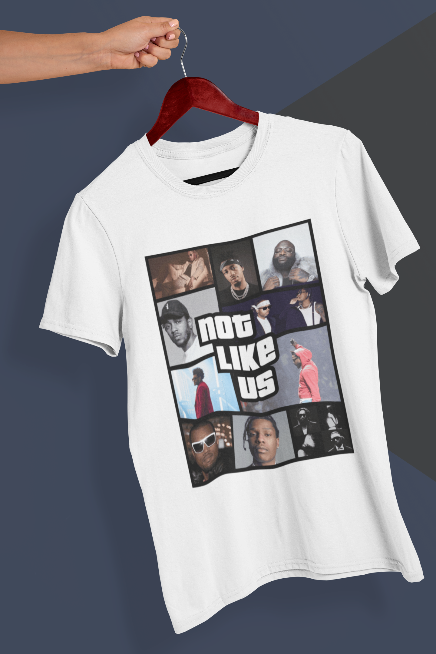 Not Like Us Hip Hop Legends T-Shirt Featuring Kendrick Lamar, Future, Metro Boomin, The Weeknd, Rick Ross, Drake, Kanye West